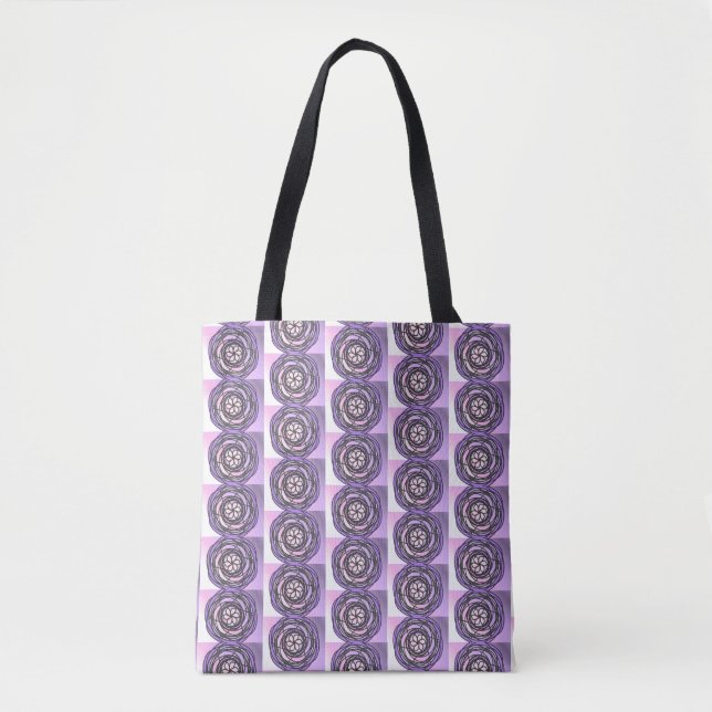 Purple Passion Flower Pattern Tote Bag (Front)