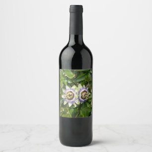Purple Passion Flower Wine Bottle Label