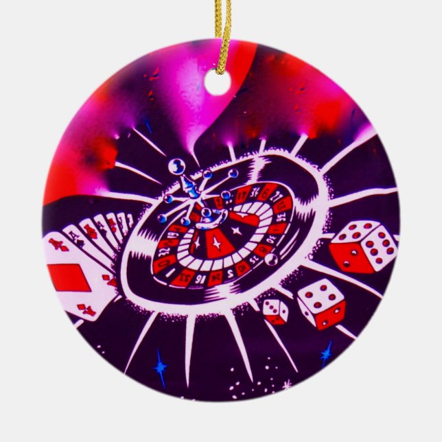 Purple Passion Gambling Ceramic Tree Decoration (Front)