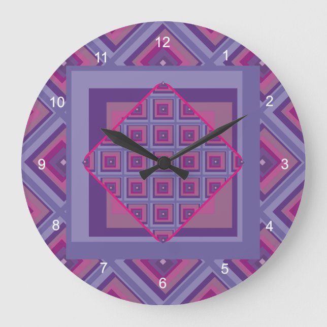 purple passion lavender diamond pattern clock art (Front)