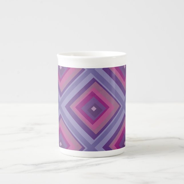purple passion lavender fields diamond pattern art bone china mug (Front)
