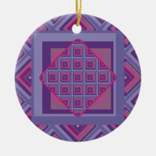 Purple passion lavender fields diamond pattern art ceramic tree decoration
