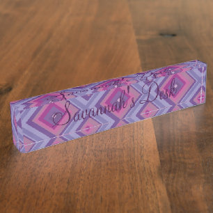 purple passion lavender fields diamond pattern art nameplate