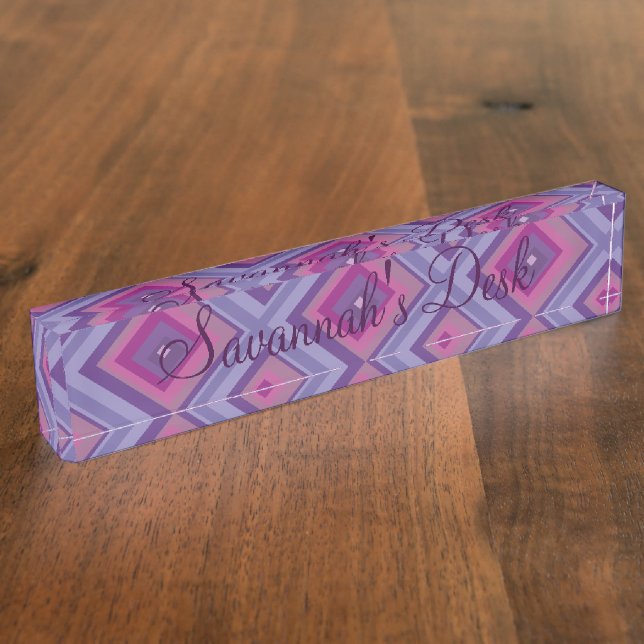purple passion lavender fields diamond pattern art nameplate (Side)