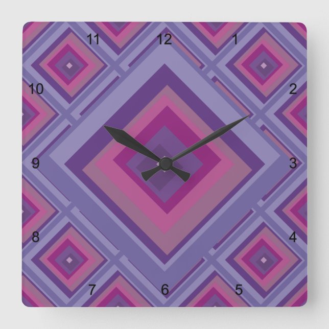 purple passion lavender fields diamond pattern art square wall clock (Front)