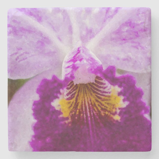 Purple Passion Orchid Stone Coaster (Front)