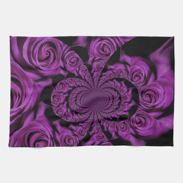 Purple Passion: Royal Romance Roses Customised Tea Towel (Horizontal)