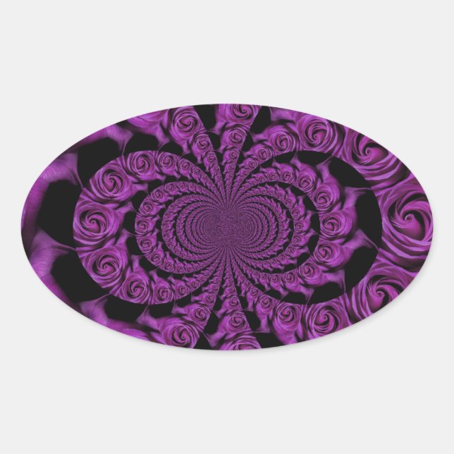Purple Passion: Royal Romance Roses Oval Sticker (Front)