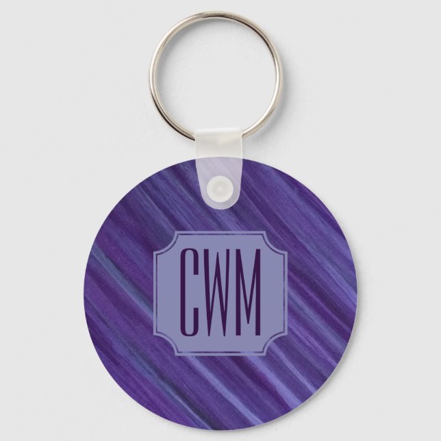 Purple Passion | Violet Plum Brushstroke Monogram Key Ring (Front)