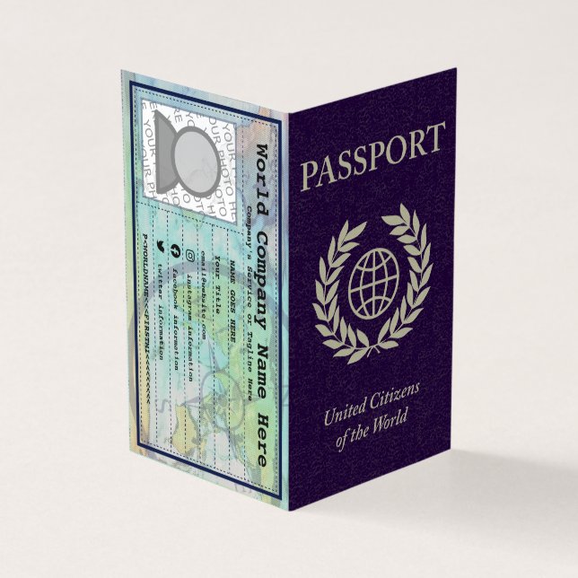 purple passport business card (Outside)