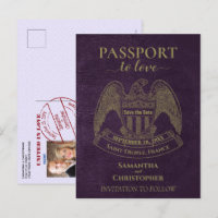 Purple Passport Cute Fun Wedding Save the Date