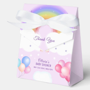 Purple Pastel Balloon Unicorn Rainbow Baby Shower Favour Box