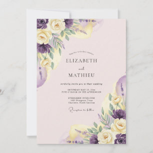 Purple Pastel Bloom Romance Wedding Invitation