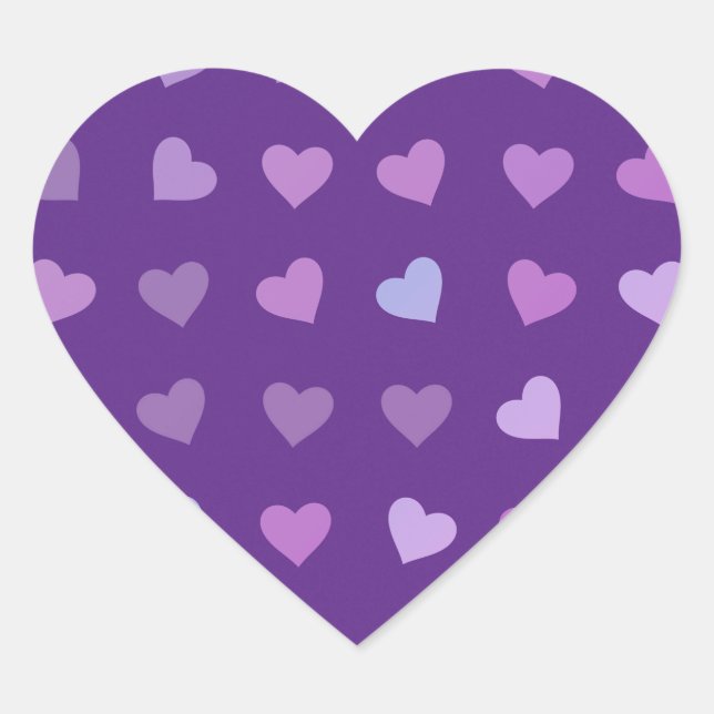 PURPLE PASTEL COLORED HEARTS    HEART STICKER (Front)