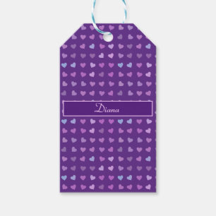 PURPLE PASTEL COLORED HEARTS PERSONALIZED GIFT TAGS