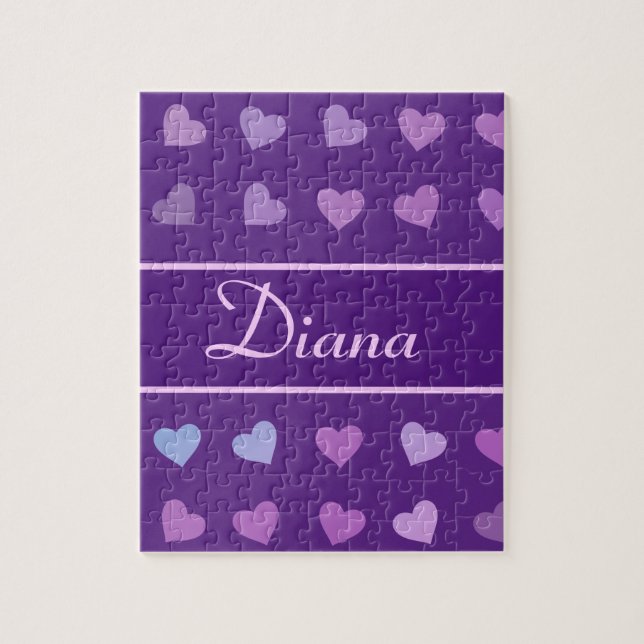 PURPLE PASTEL COLORED HEARTS PERSONALIZED    JIGSAW PUZZLE (Vertical)