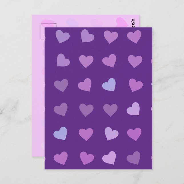 PURPLE PASTEL COLORED HEARTS    POSTCARD (Front/Back)