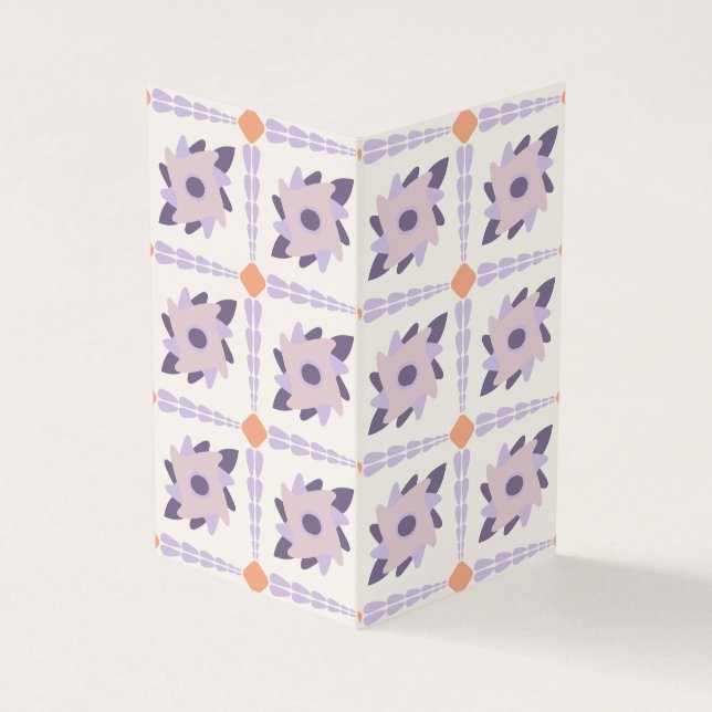 Purple pastel Decorative colourful tile  Business Card (Outside)