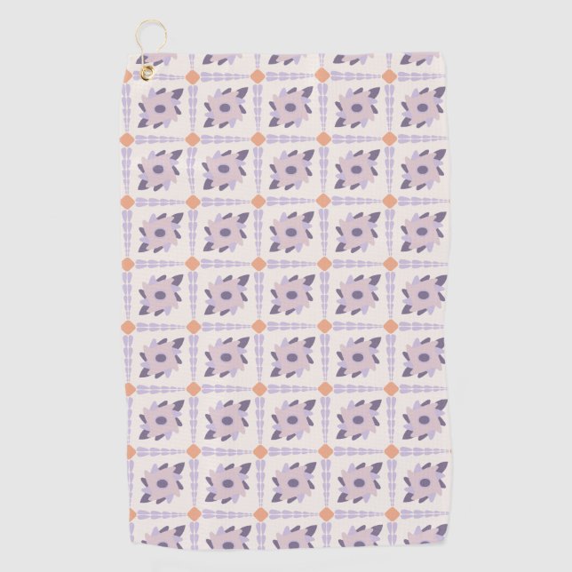 Purple pastel Decorative colourful tile  Golf Towel (Front)