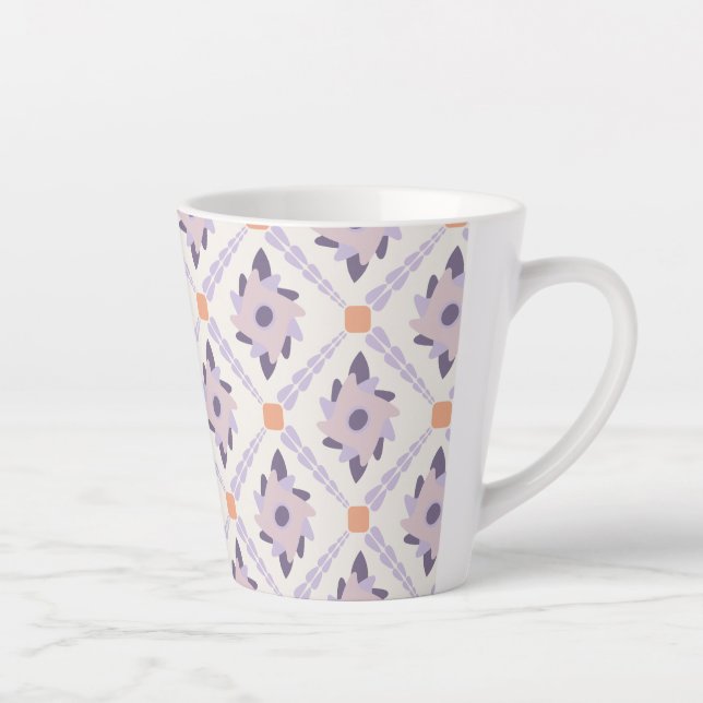 Purple pastel Decorative colourful tile  Latte Mug (Right)