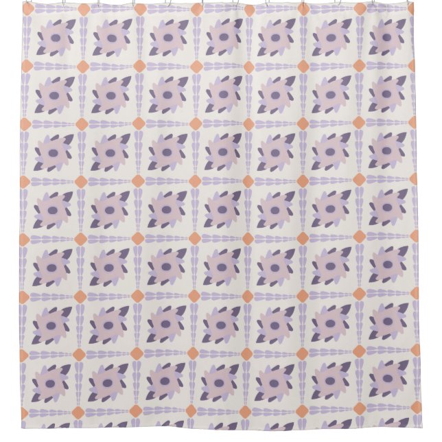 Purple pastel Decorative colourful tile  Shower Curtain (Front)