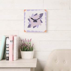 Purple pastel Decorative colourful tile Square Wall Clock