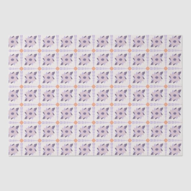 Purple pastel Decorative colourful tile  Tissue Paper (Front)