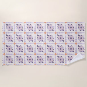Purple Pastel Decorative Tile Pattern Beach Towel