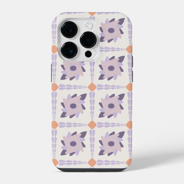 Purple Pastel Decorative Tile Pattern iPhone Case (Back)