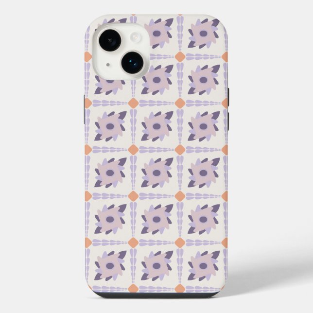 Purple Pastel Decorative Tile Pattern iPhone Case (Back)