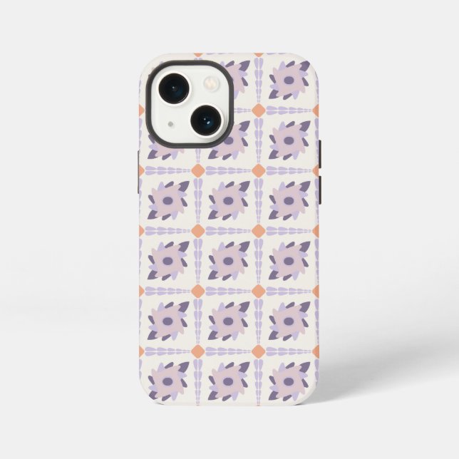 Purple Pastel Decorative Tile Pattern iPhone Case (Back)