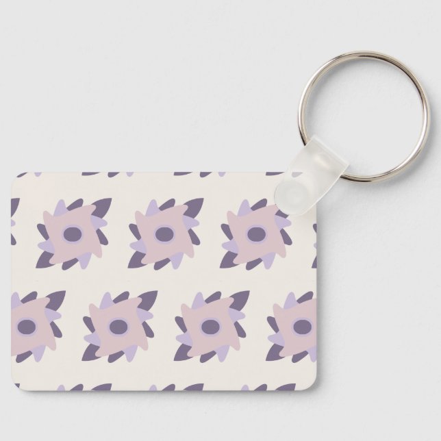 Purple Pastel Decorative Tile Pattern Key Ring (Front)