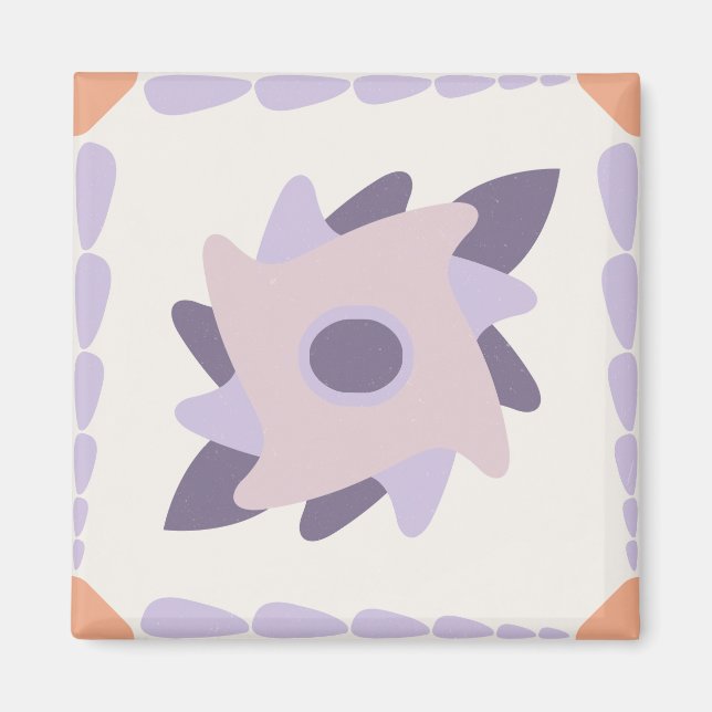 Purple Pastel Decorative Tile Pattern Magnet (Front)