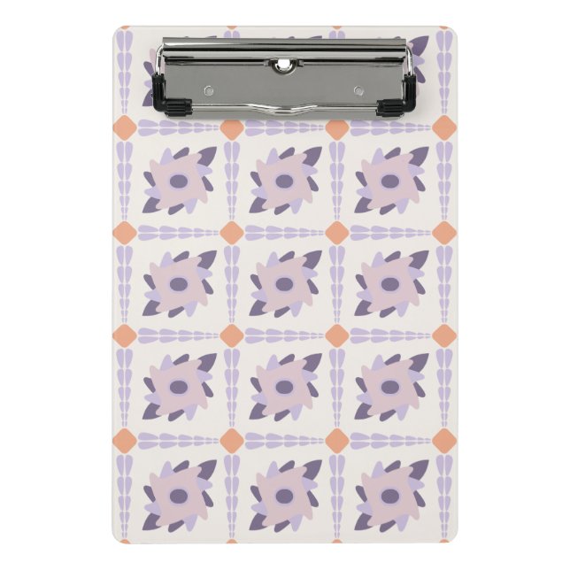 Purple Pastel Decorative Tile Pattern Mini Clipboard (Front)