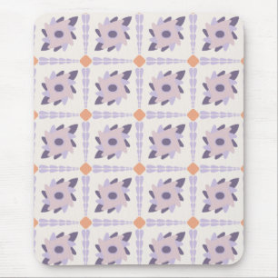 Purple Pastel Decorative Tile Pattern Mouse Pad