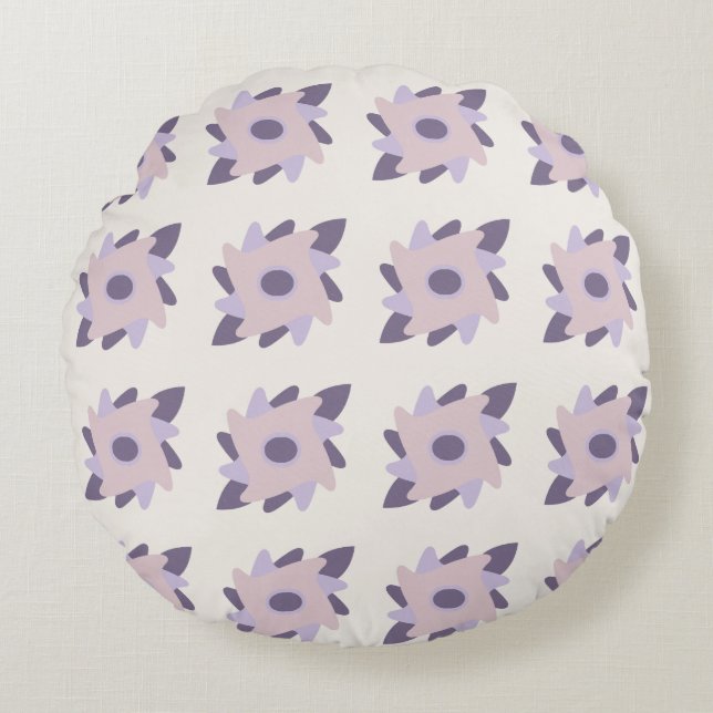 Purple Pastel Decorative Tile Pattern Round Cushion (Front)