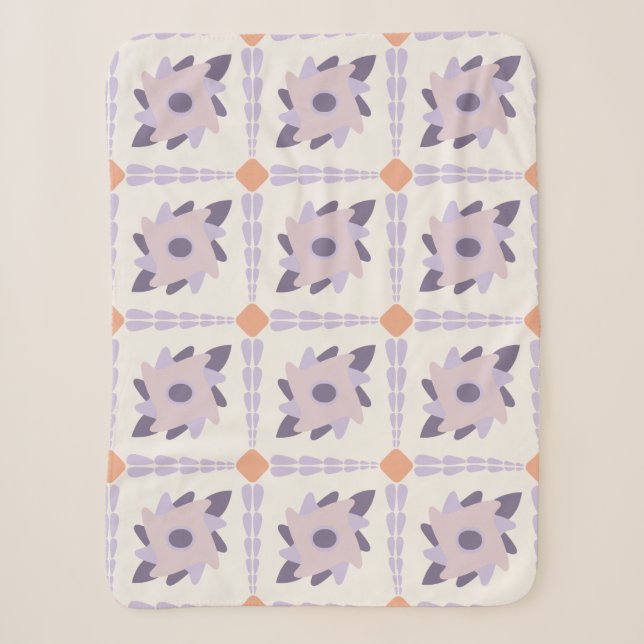 Purple Pastel Decorative Tile Pattern Sherpa Blanket (Front)
