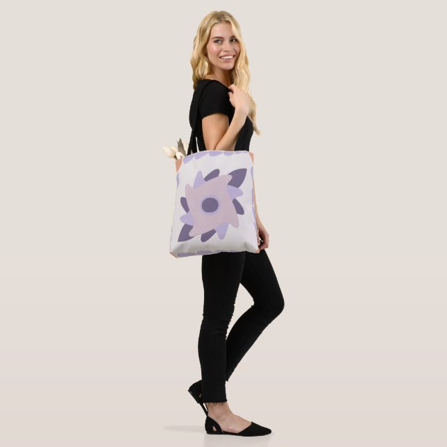 Purple Pastel Decorative Tile Pattern Tote Bag (On Model)
