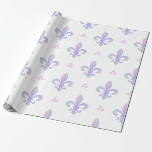 Purple Pastel Fleur De Lis Pattern Wrapping Paper