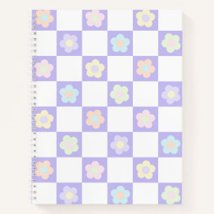 Purple Pastel Flower Chequerboard Journal Notebook