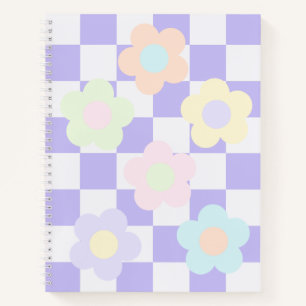 Purple Pastel Flower Chequerboard Notebook