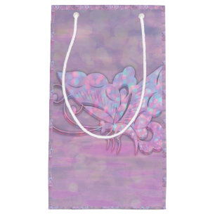 Purple Pastel Glittery Butterfly Small Gift Bag