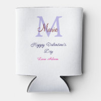 Purple pastel happy Valentine's day pink monogram