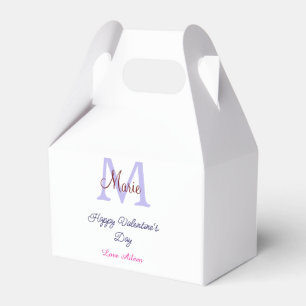 Purple pastel happy Valentine's day pink monogram Favour Box