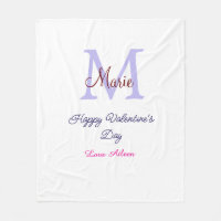 Purple pastel happy Valentine's day pink monogram