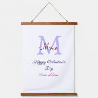 Purple pastel happy Valentine's day pink monogram