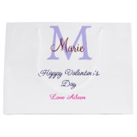Purple pastel happy Valentine's day pink monogram
