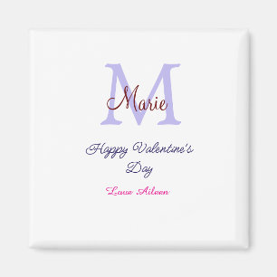 Purple pastel happy Valentine's day pink monogram  Magnet