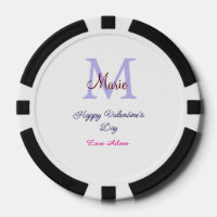 Purple pastel happy Valentine's day pink monogram