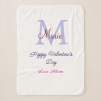 Purple pastel happy Valentine's day pink monogram